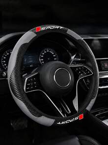 Carbon Fiber Pattern Sports Steering Wheel Cover, Premium PU Leather Non-Slip Grip, Fits 14.5-15 Inch Steering Wheels (Sedan/SUV/Truck), Racing Style Interior Accessory - Movement Letters - View 23