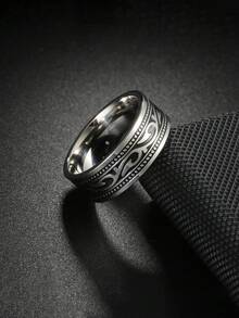 5 Pcs/Set Vintage Stainless Steel Men's Ring Set, Wisteria & Wave Patterns - Ring 5-piece Set - View 6