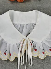1pc Women's White Delicate Water-Soluble Embroidered Lace Solid Color Bohemian Polyester Fashion Base Layer Top Spring Autumn Winter Fashion Fake Collar - White 2 - View 2