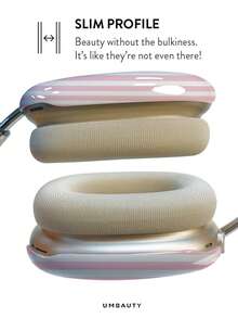 GIIPPA Glossy Hard Ear Cup Protective Cover, Striped Pattern, Unisex Anti-Scratch Shell Compatible With AirPods Max 1/2 Oval Over-Ear Headphones For Daily Commute, Campus, Cafe, Travel, Picnic And Other Scenes, Matching Accessories - Pink - View 4