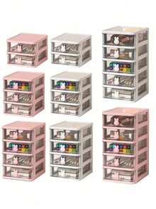 2/3/4/5 Layer Drawer Storage Organizer, Transparent Plastic Storage Box, Large Capacity Multi-Layer Drawer, For Home, Office, Desktop Storage - Multicolor - View 3