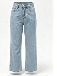 Women's Classic Light-Colored Straight-Leg Jeans With Embroidered Back Pockets, Casual Everyday Wear Spring Fall - Light Wash - View 8