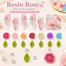 150pcs Mixed Color Floral Acrylic Set, Suitable For DIY Jewelry, Nail Art, Phone Case, Clothing And Handmade Accessories Material - DIY - View 5