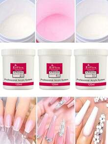 Beautizon Nailartlab 水晶美甲粉，粉色、白色、透明，適用於居家與沙龍美甲，持久不褪色，無需 LED 照燈，可直接壓在指甲上 - 粉色 - 查看 1