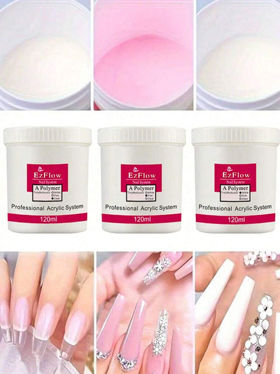 Beautizon Nailartlab 水晶美甲粉,粉色、白色、透明,適用於居家與沙龍美甲,持久不褪色,無需 LED 照燈,可直接壓在指甲上 - 粉色 - 查看 1