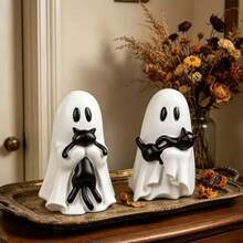 1PC Halloween Playful Ghost Black Cat Resin Figurine - Ghost Hugging a Black Cat - View 8