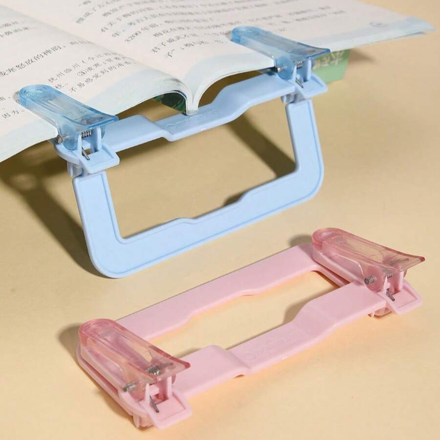 1pc ABS Book Stand Book Clip Integrated Foldable Reading Book Holder Adjustable Fixed Clip Page Turner Reading Rack Transparent Material Foldable Storage School Supplies - One Size Fits All - View 1