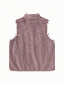 mini bala New Autumn Winter Unisex Young Girl Anti‑Static Fleece Vest Belly‑Warming Cozy Practical Layering Piece - Purple - View 5