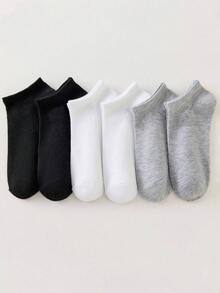 10 Pairs Women's Pure Cotton Invisible Socks, White/Grey/Black, Spring/Summer Style, Mesh Breathable, Suitable For Daily Wear - Multicolor - View 5