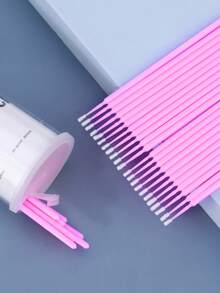 100pcs Eyelash Extension Cleaning Swabs, Eyelash Grafting & Tattoo Makeup Tools, Eyeliner Removal Brush With Storage Box - Multicolor - View 5