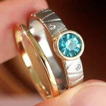 Women's Elegant Dual-Tone Stackable Ring Set, Suitable For Dating, Holidays, Wedding Gifts - Silver - View 2