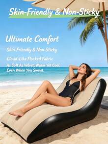 1pc 3 Colors Optional PVC Inflatable Lounge Chair, Outdoor Camping Reclining & Sleeping, Portable Sofa, Foldable, Camping, Beach Inflatable Sofa Chair, Ergonomic S-Shaped Inflatable Sofa, Outdoor & Indoor Dual Use, Thickened Wear-Resistant Slouchy Inflatable Lounge Chair, Christmas, Halloween - Multicolor - View 3