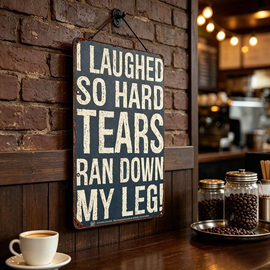 2pcs 2D Flat Metal Signs - 20x15cm, Printed With Text "I Laughed So Hard, Tears Ran Down My Legs!". Suitable For Decorating Rooms, Restaurants, Bars, Doors Or Garages, 2D Flat Design - View 1