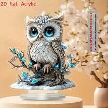 2D Flat Acrylic, Bohemian Style Acrylic Deer Set, Decorative Bohemian Style Deer Statue, Multi-Purpose Desktop Display, Suitable For Home, Office, Cafe Decoration, Collectible Art - Owl - View 4