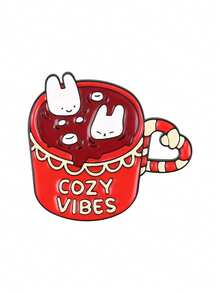 Warm Hot Cocoa Cup Brooch Cute Animal Marshmallow Pattern Backpack Jacket Decorative Pin - Multicolor - View 9