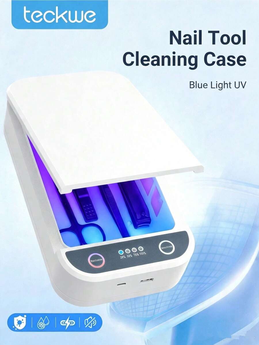 便攜式UV燈儲物盒 多功能美甲工具收納盒 家用小型UV清潔盒 適用美甲工具、手機、珠寶 - 白色 - 查看 1