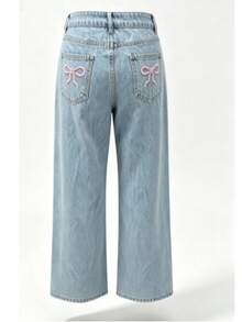 Women's Classic Light-Colored Straight-Leg Jeans With Embroidered Back Pockets, Casual Everyday Wear Spring Fall - Light Wash - View 9