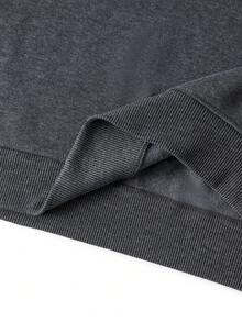 Camvyn Men's Autumn/Winter Casual Versatile Patchwork Loose Drop Shoulder Crew Neck Sweatshirt - Dark Grey - View 5