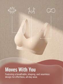 Plus Size Women's Bra, Strong Lifting Effect, Soft Breathable Comfortable Fabric, Casual Comfortable Lingerie - Apricot - View 10