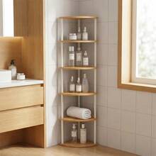 3/6‑Tier Corner Shelf Unit, Freestanding Wooden Look Corner Storage Rack, Multi‑Layer Display Shelving For Living Room Bedroom Bathroom Hallway - A - View 3