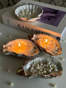 Oyster Shell & Baroque Pearl Silicone Mold DIY Aroma Candle Gypsum Jewelry Tray Mould 3D Simulation Oyster Shell Silicone Mold Irregular Pearl Mould For Handmade Soy Wax Craft - Mold - View 5