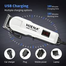 HIENA Professional Electric Hair Clipper Digital Display Cordless Hair Trimmer USB Type-C Charging Hair Clipper With Limit Combs Home Haircutting Tool Men's Gift - View 8