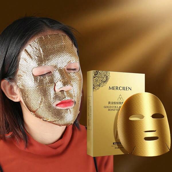 MERCILEN Collagen Peptide Honeycomb Mask, Contains Hyaluronic Acid, Centella Asiatica, Niacinamide To Moisturize, Brighten And Improve Skin Elasticity, Relieve Skin Dryness, Make Skin Look Smoother And Firmer