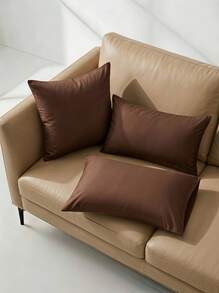 Veyra Day 1pc Coffee Pillowcase, Soft Polyester Pillow Sham, Smooth Breathable Polyester Bedding Pillow Protector Case With Envelope Closure (No Insert) - Coffee - View 6