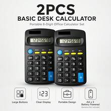 2PCS Basic Electronic Calculator Set, High-Definition Large Screen With Clear Display, Large Buttons For Comfortable Pressing, Suitable For Student Learning, Office Accounting, Home Daily Calculation, Portable Desktop Simple Arithmetic Tool, Each Calculator Requires 1 AA Battery, Batteries Not Included - A - View 3