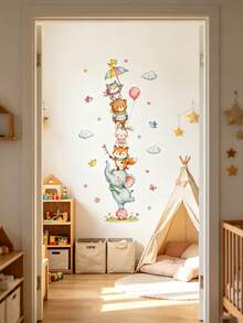 1pc Self-Adhesive Cloud Wall Sticker, Featuring Various Animal And Hot Air Balloon Patterns, Suitable For Baby Room Decoration - Multicolor - View 4