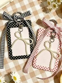 Fashion Polka Dot Print Card Holder Pendant, Bag Charm, Key Chain, Wallet, Business Bank Credit Card Holder For Men And Women , Badge Holder - Multicolor - View 5