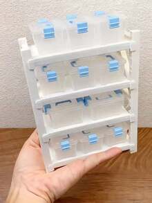 1 Set Lemari Penyimpanan Mini, Rak Organizer, Rak Gudang Berlapis-lapis, Rak Pajangan Supermarket, Rak Penyimpanan yang Dapat Diatur untuk Makanan Miniatur dan Model Mainan, dengan Pegangan - Pengatur Plastik Kokoh, untuk Dekorasi Rumah, Peralatan Fotografi dan Perlengkapan Belanja - Putih, dengan Tutup Biru dan Oranye, Lemari Penyimpanan Perlengkapan Belanja | Cocok untuk Adegan Menyenangkan - MultiWarna - View 7