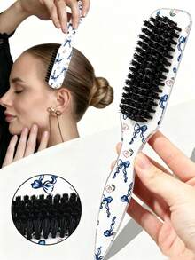 1pc Unisex Plastic Hair Brush/Beard Brush Smooth Detangling Soft Bristle Styling Comb Fragrance-Free Professional Hairdressing Comb Suitable For Creating Smooth Ponytails, Braids And Beard Styles Shapeable Portable Durable No Power Required Ideal Hair Accessory Tool For Men And Women Recommended As Christmas Gift - Multicolor - View 3