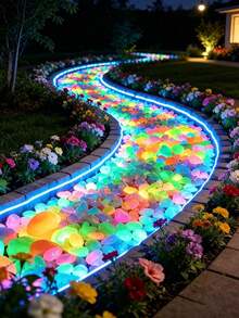 500/100/1pc Glow In The Dark Garden Pebbles, Colorful Glowing Stones, Suitable For Garden Lawn, Yard, Home Outdoor Path, Corridor And Aquarium Decoration. Glow In The Dark Stones Are Perfect For Fish Tank, Path, Flower Bed, Potted Plants, Driveway DIY Design, Home Decor And Christmas Decoration (Random Color And Style), Garden Decor Outdoor, Garden, Garden Ornaments Outdoor, Glow In The Dark, Gifts, Fairy Garden Stuff, Craft Supplies, Craft Supplies, Craft Supplies - Multicolor - View 3