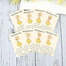6pcs/8pcs Cute Little Lion Keychain With Heartwarming Positive Card | Thoughtful Versatile Gift | Animal Theme Mini Gift; Suitable For Birthday Party, Special Occasion, Wedding And More - Yellow - View 9