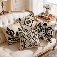 4pcs/1pc Western Desert Geometric Pattern Pillow Covers, Single-Sided Printed Pillow Covers, Suitable For Living Room, Bedroom, Home Decor, All-Season Pillow Covers - Multicolor - View 8