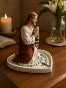 Jesus Holy Father Rosary Stand, Rosary Holder, Catholic Home Decor, Elegant Virgin Mary Prayer Rosary Box, Religious Gift, Catholic Gift, Suitable For Bedroom, Living Room, Office Desk Decoration - Multicolor - View 7
