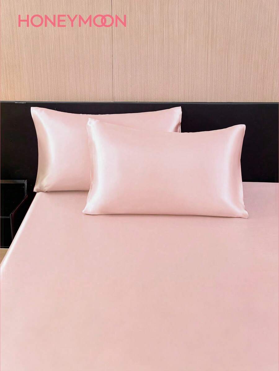 2件組高級絲滑緞面信封式枕套,柔軟透氣、抗皺,保護頭髮與肌膚,提升睡眠品質,不含枕芯,可機洗,淺粉色 - 淺粉色 - 查看 1