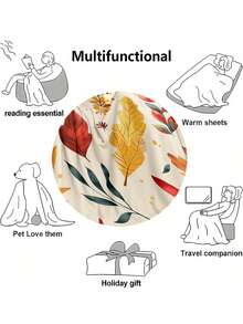 Minimalist Aesthetic Plant & Floral Print Pattern, Outdoor Camping Leisure Blanket, Soft & Comfortable 280gsm Fleece Blanket, Multi-Purpose Blanket For Sofa, Bed And More, Suitable For Home, Picnic, Travel, All-Season Comfort, Modern Style, Polyester, Machine Washable - Multicolor - View 6