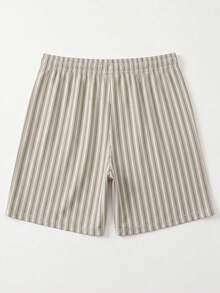 3pcs/Set Men's Crew Neck Short Sleeve T-Shirt And Drawstring Shorts/Pants Casual Loungewear - Light Grey - View 9