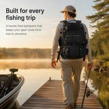 Practical Angling Backpack With Abundant Storage Space, Multi‑Pocket Rucksack Perfect For Outdoor Fishing Excursions And Gear Arrangement - Black - View 2