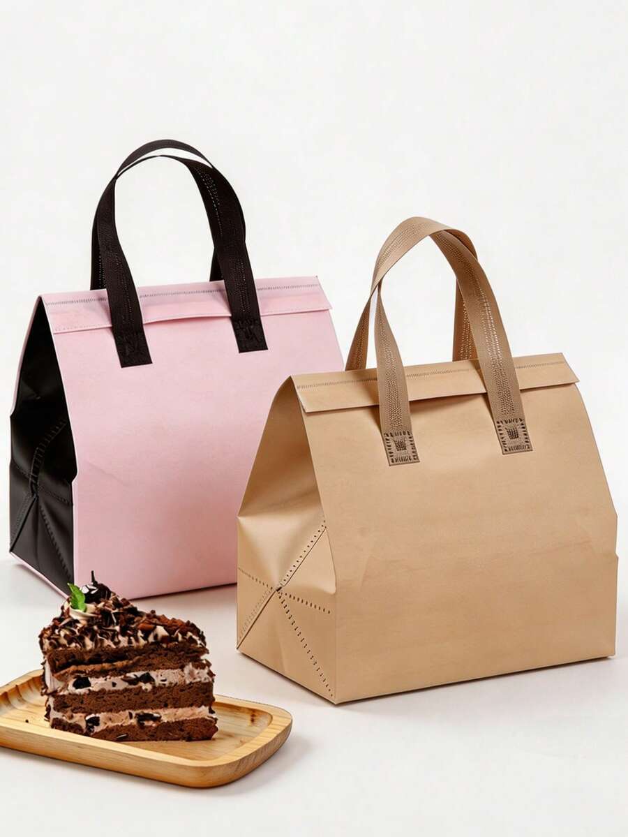1/5/10pcs Pink Insulated Delivery Bag, Thermal Cooler Bag, Food Delivery Insulated Bag, Shopping Insulated Bag, Bulk Packaging, No Direct Contact With Food, Cold And Heat Retention, Portable And Durable, Suitable For Food Delivery, Pickup And Home Use