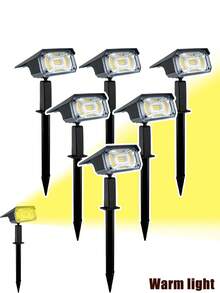 POSE UP 1/2/4/6pcs Solar Spotlights 38LED Outdoor Solar Flood Lights IP68 Waterproof Landscape Lighting Adjustable Solar Garden Lights With Auto On/Off Sensor Suitable For Yard Lawn Patio Villa Path Driveway And Holiday Decoration - Black and White - View 3