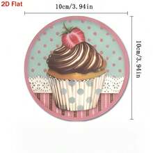 6pcs Pattern Printed Dessert Cake Design PET Non-Slip Coasters, Home Kitchen Decor Accessories, Cute Affordable Small Items, Outdoor Garden Supplies, Suitable For Various Holiday Parties, Wedding Accessories, Thanksgiving, Back To School Season Decoration Gifts - Multi-color LDX2527 - View 3