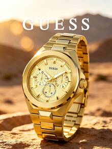 Guess Men's Bracelet Watch Round Multi-Dial Chronograph Style Textured Bezel Rugged Dial Quartz-Style Business Casual Office Daily Wear Special Edition - one-size - View 1