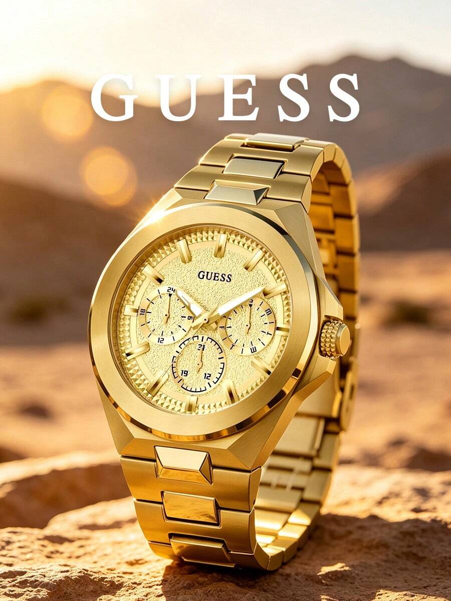 Guess Men's Bracelet Watch Round Multi-Dial Chronograph Style Textured Bezel Rugged Dial Quartz-Style Business Casual Office Daily Wear Special Edition - one-size - View 1