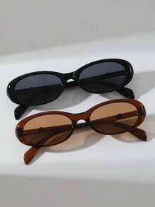 1 Pair Women's Oval PC Material Thin Retro Fashion Versatile Street Style High-End Fashion Glasses - Multicolor - View 10