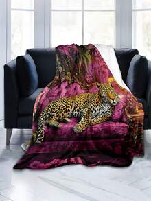 Soft And Comfortable 280gsm Blanket, Animal And Floral Print Pattern, Outdoor Camping Leisure Blanket, Multi-Purpose Blanket For Sofa, Bed And More, Suitable For Home, Picnic, Travel, All Seasons Comfort, Modern Style, Polyester, Machine Washable - Multicolor - View 4