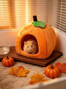 1pc Pumpkin Shaped Small Pet Bed, Hamster House, Rabbit Bed Mat Warm Pad, All-Season Small Pet Sleeping Bed, Suitable For Hamsters, Rabbits, Guinea Pigs - Multicolor - View 4