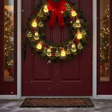 Christmas Light 20 LED Snowman Santa Claus Christmas Tree Hybrid Battery Power Supply (Excluding Battery) Christmas Cartoon Pendant, 2 Flashing Modes, Suitable For Indoor Christmas Tree Decoration, Home, Gatherings - Warm White - View 9
